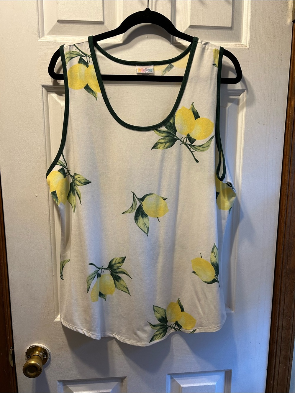 Lularoe Lemon Print Tank Top - White/Yellow